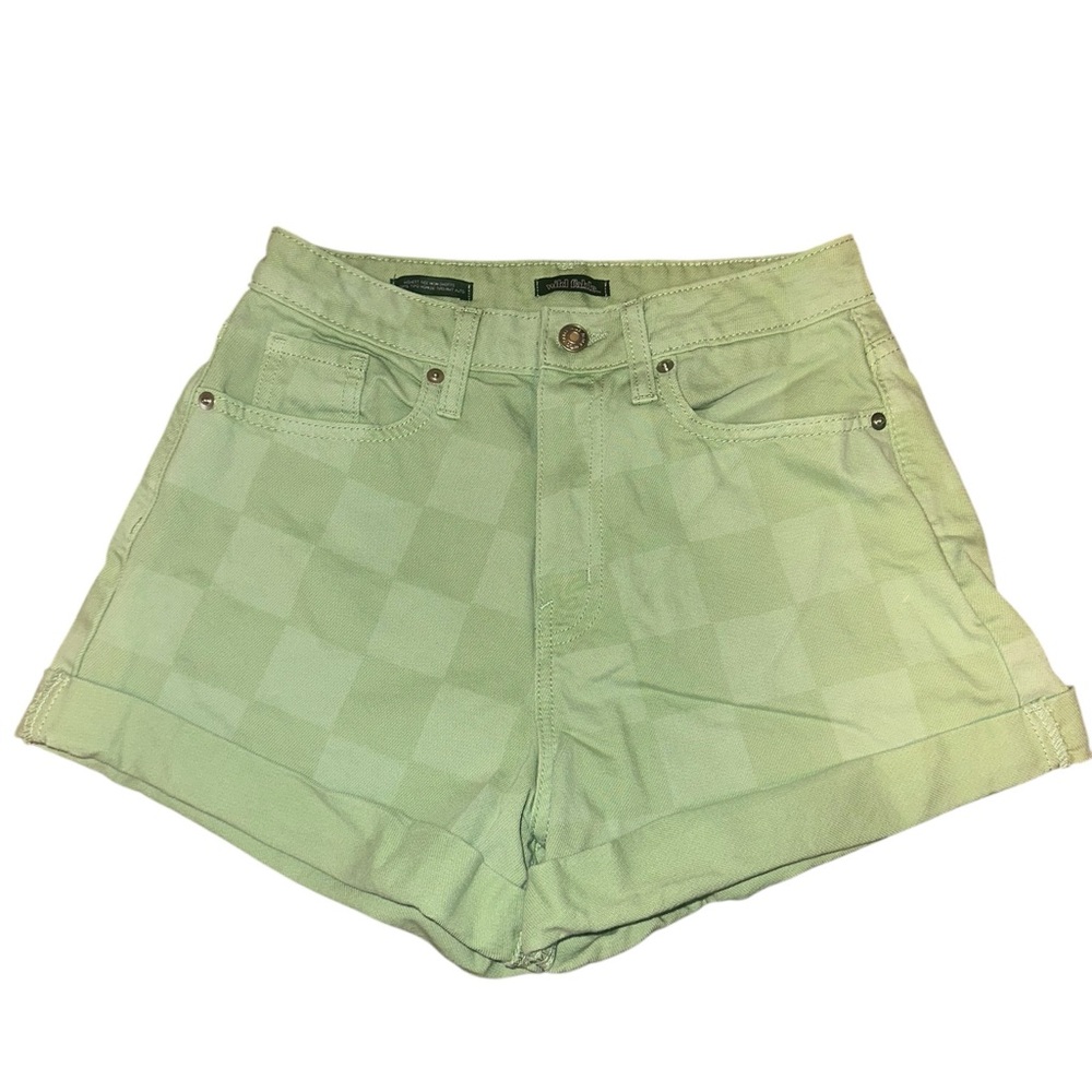 Wild Fable Green Checkered High Rise Mom Shorts - Picture 4 of 6